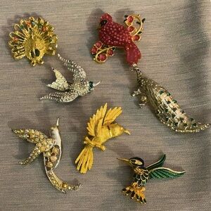 LOT Colorful Bird Brooch Job Lot With Issues